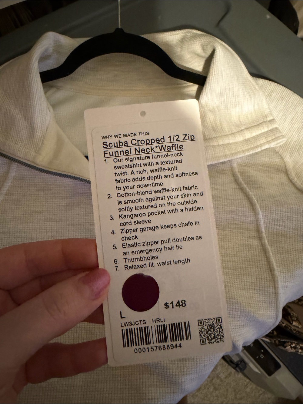 Lululemon Scuba Cropped Half-Zip Funnel Neck Waffle in Heathered Core - Picture 7 of 8